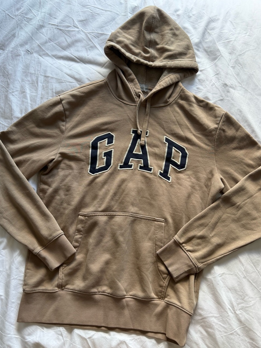GAP Oversized Tan Hoodie Sweater Small Lounge Trendy Logo Pullover